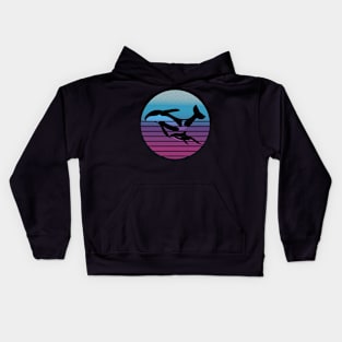 Orca Killer Whale Family - Vintage Retro Art Gift For Ocean lover Kids Hoodie